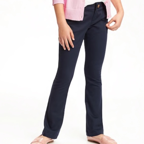 🆕 Old Navy Girls Twill Uniform Bootcut Pants - Picture 1 of 2